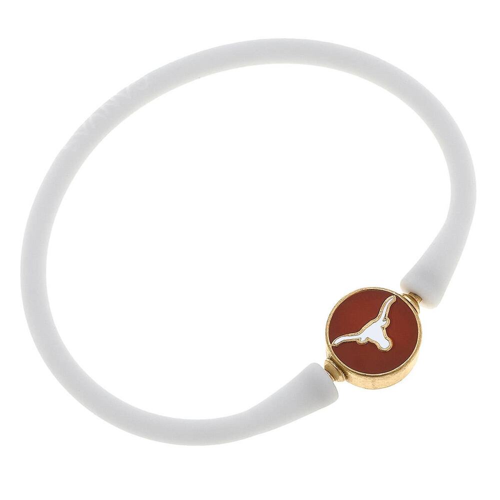 Texas Longhorns Enamel Silicone Bali Bracelet – White